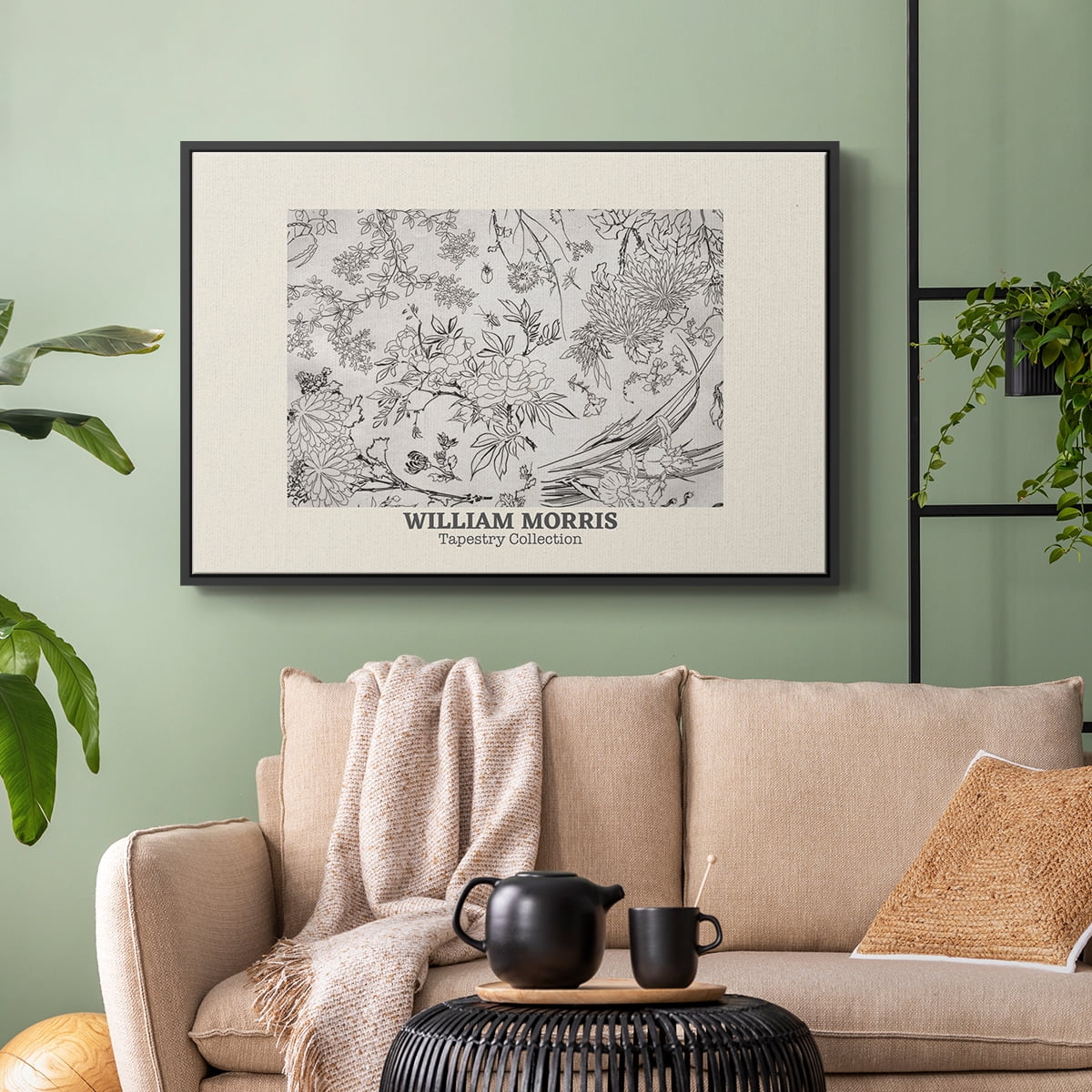 Vintage Abstract Print-LII Framed in Black Wood Gallery Wrapped Canvas 27 in. x 41 in.
