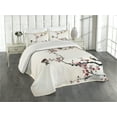 thumbnail image 2 of Ambesonne Tree Quilted Coverlet 3 Pcs, Oriental Illustration, Queen Size, Pale Caramel Ruby, 2 of 4