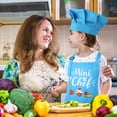 thumbnail image 6 of AOWOO 2 Pcs Kids Chef Apron and Hat Set, Adjustable Children's Cooking Apron for Baking Painting Play, Blue Role Play Costume Dress Up Toy Gift for Toddler Boy Girl, 6 of 7
