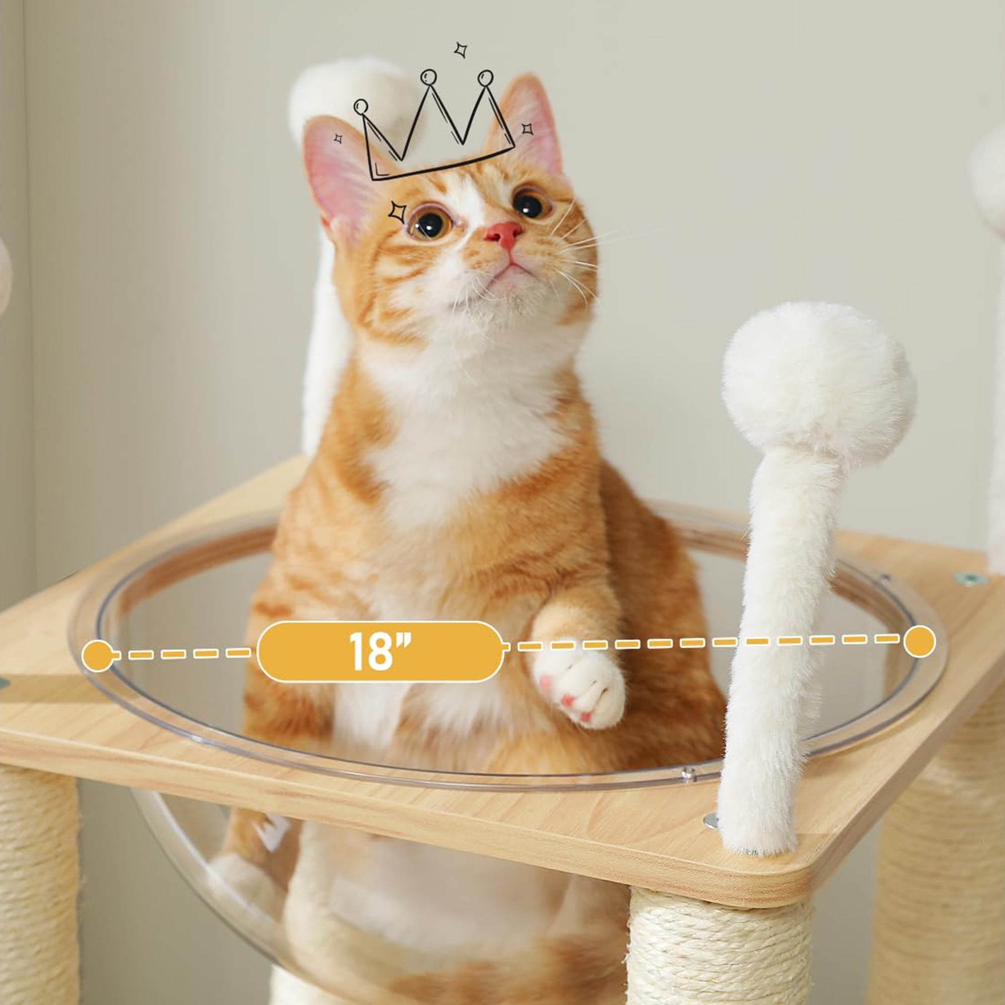 resenkos 42" Modern Cat Tree Tower with Double Spacious Condos Perch, Sisal Scratching Post, Kittens Toys Activity Centre Cat Tree House, Beige