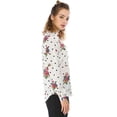 thumbnail image 4 of Unique Bargains Women's Tie Ruffled Neckline Polka Dots Floral Blouse Tops, 4 of 6