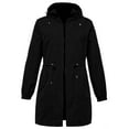 thumbnail image 4 of Women's Plus Size Lightweight Hooded Waterproof Windproof Solid Trench Coat Rain Jacket, Black, Size XXXXXL, 4 of 4