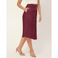 thumbnail image 3 of Moomaya Solid A-Line Skirt For Women, Front Buttoned Midi Skirts, 3 of 9