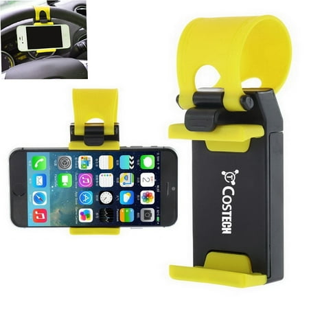 Car Mount, Costech Steering Wheel Stand GPS Rubber Band Holder for Iphone 6,6s,6plus,5s ,Samsung Galaxy S6,S5,Note 5,4,3,Other Not More than 5.5 Inch Moblie Phone