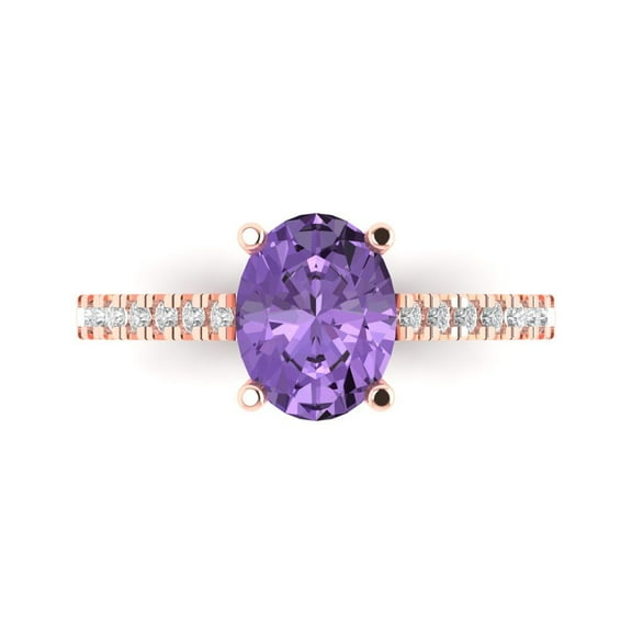 Clara Pucci 14K Rose Gold 2.21ct Alexandrite Solitaire with Accents Ring
