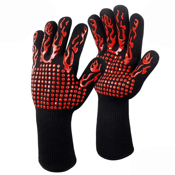 Kayannuo Christmas 1Pair Hot BBQ Grilling Cooking Gloves Extreme Heat Resistant Oven Welding Gloves