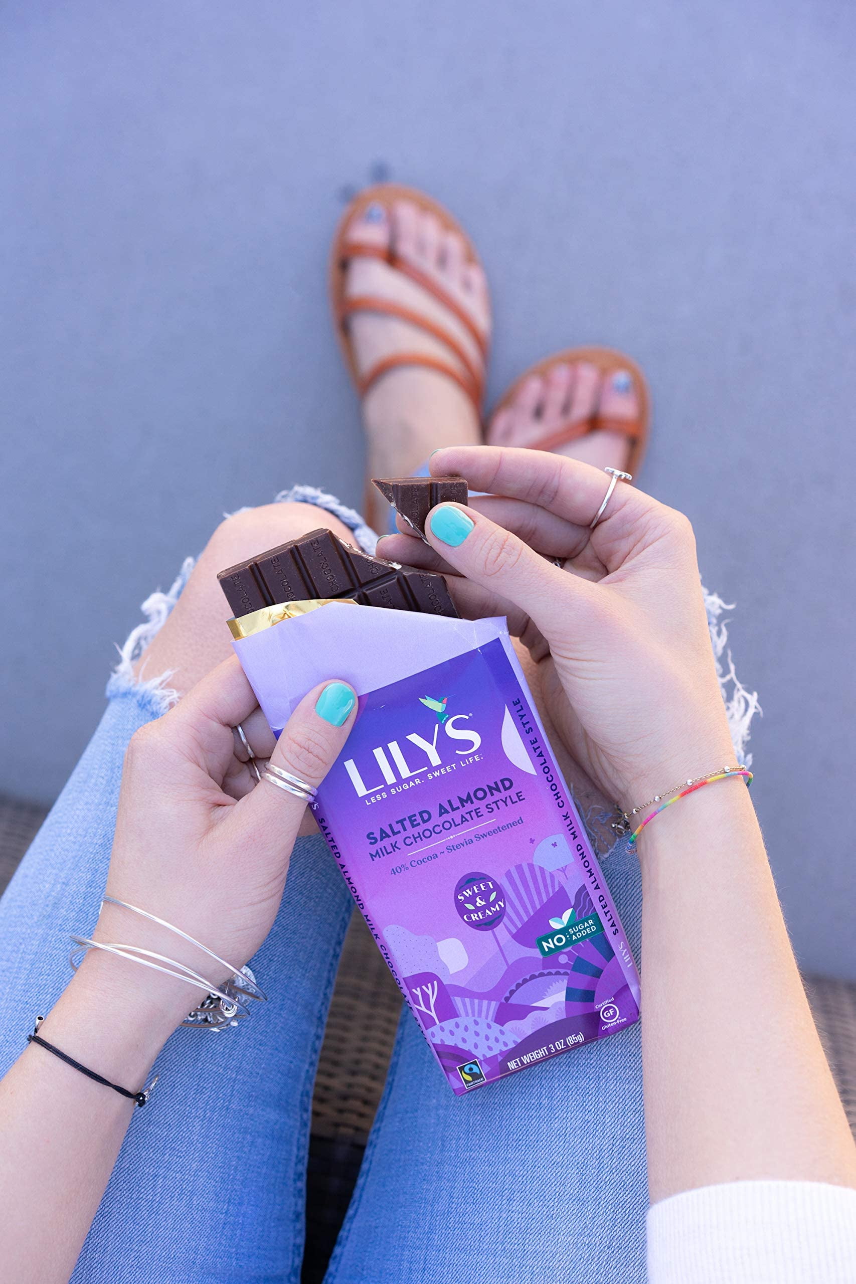 Salted Almond Dark Chocolate Bar by Lily's | Made with Stevia, No Added Sugar, Low-Carb, Keto Friendly Halloween Treat | 70% Cocoa | Fair Trade, Gluten-Free & Non-GMO | 2.8 ounce, 12-Pack