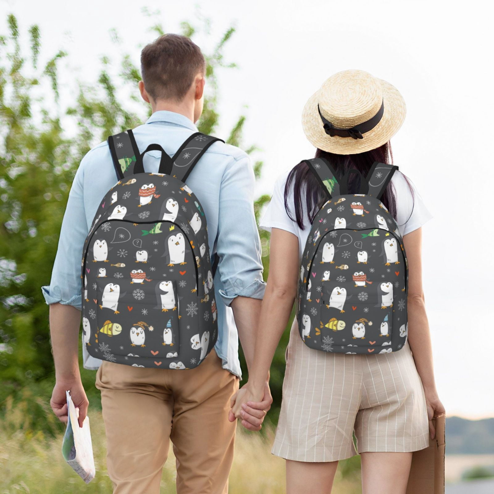 Travel Laptop Backpack - funny penguin Lightweight Canvas Backpack, Wear Resistant Computer Backpack Bag Fit {sizeName} Laptop for Men Women with Adjustable Padded Shoulder Straps