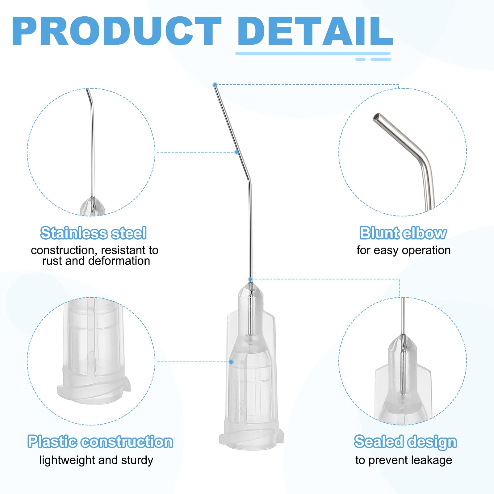 200 Pack Blunt Tip Dispensing Needles, 27Ga Gauge Stainless Steel 45 Degrees Bent Dispensing Tips with Luer Lock 1" End Angled Blunt Dispenser Needle, Transparent