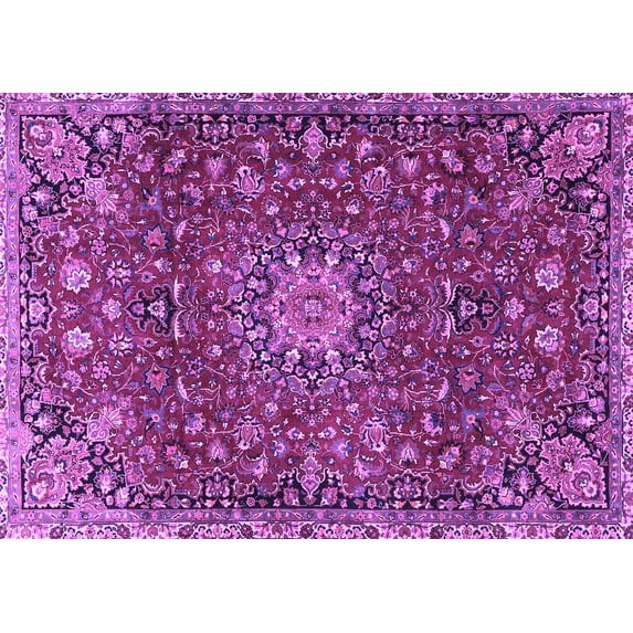 Ahgly Company Indoor Rectangle Medallion Purple Traditional Area Rugs, 8' x 12'