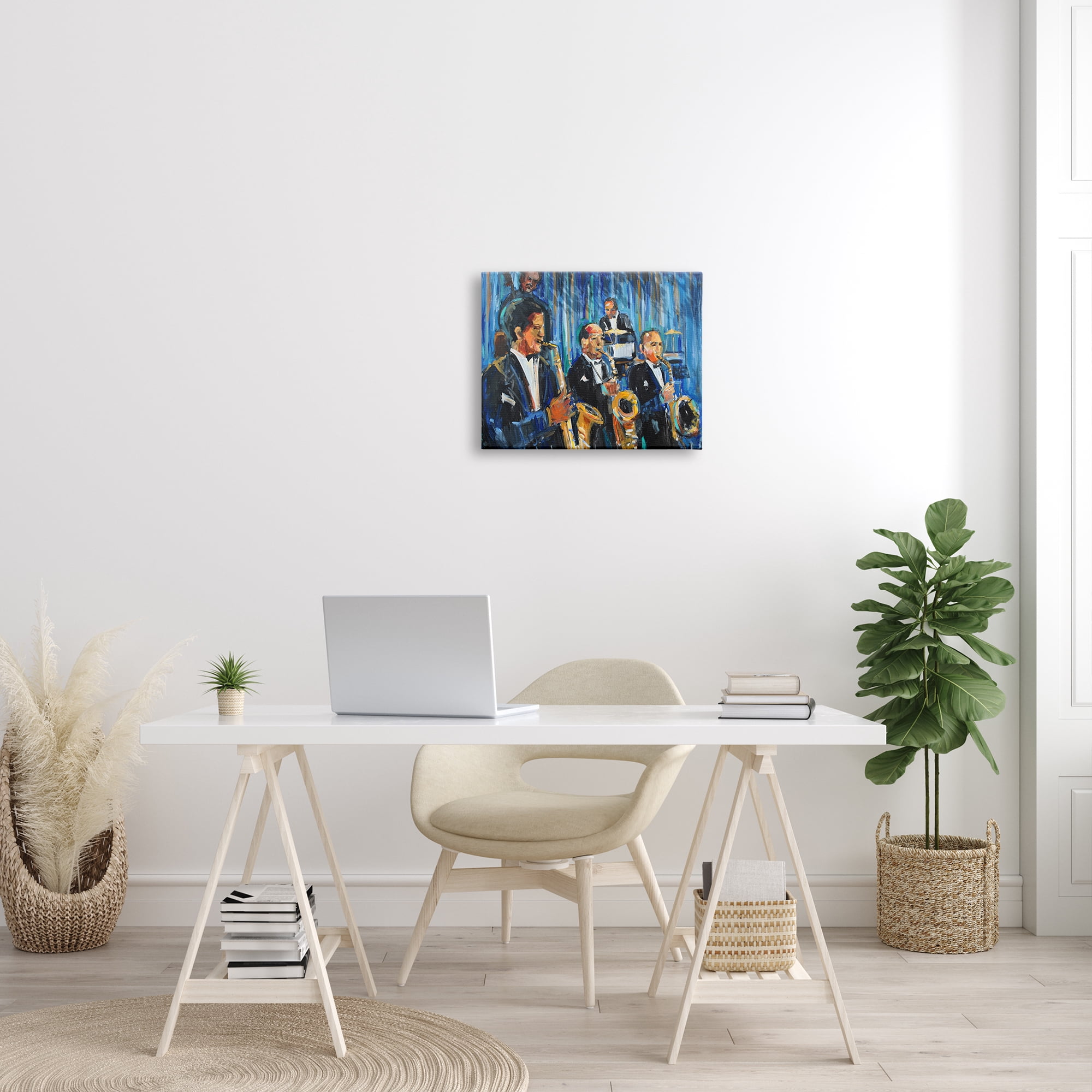 Stupell Industries Jazz Saxophone Trio Expressive Quintet Musicians Beauty & Fashion Painting Gallery Wrapped Canvas Print Wall Art, 16 x 20