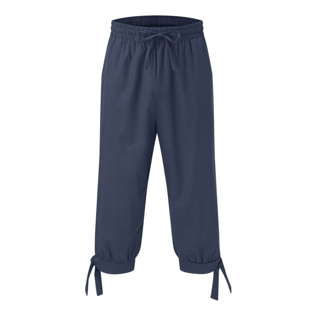 Mens Leisure Solid Color And Five Point Pocket Button Zipper Lace Up Shorts Pants