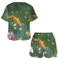thumbnail image 3 of Lucky Koi Fish Lotus Leaf Pajama Set for Women 2 Piece Sleepwear Loungewear Short Sleeve, 3 of 7