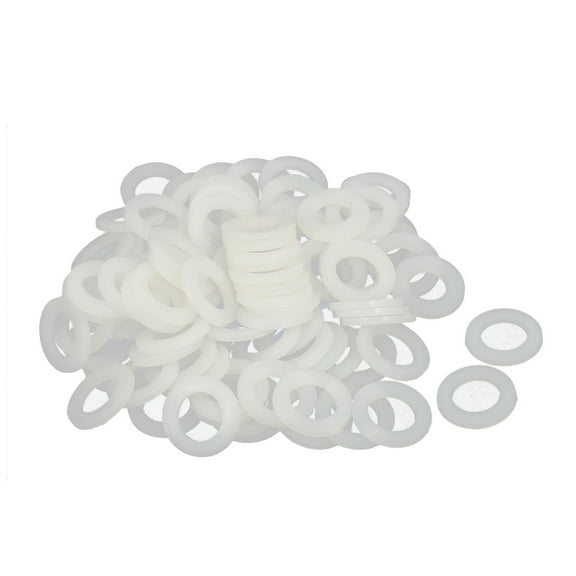 Unique Bargains M12 x 20mm x 2mm Nylon Flat Washers Spacers Gaskets Fastener White 100Pcs