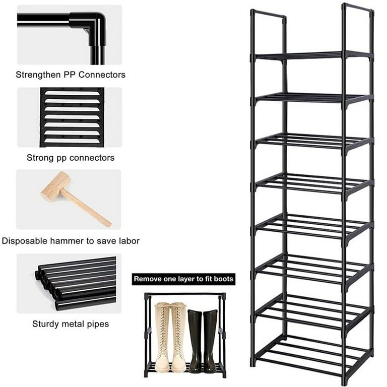 Hands DIY Shoe Rack Storage 5/8 Tiers Metal Tubes Shoe Shelf Organizer  Multifunctional Shoe Stand Easy Assembled Shoes Holder for Hallway Bedroom  Entryway Living Room 