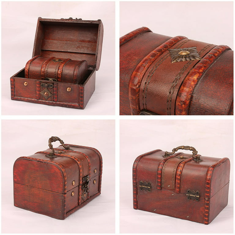 Brynnberg Croco 12x6.7x6.3 - Pirate Treasure Chest Storage Box - Durable Wooden  Lock Box - Handmade Decorative Vintage Wood Chest - Best Gift 