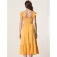 thumbnail image 3 of Vestido de verano Allegra K Bohemio Cuello Cuadrado Sin Mangas Volantes Amarillo XS, 3 of 5
