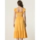 thumbnail image 3 of Vestido de verano Allegra K fruncido Cuello Cuadrado bohemio Sin Mangas volantes Midi Amarillo M, 3 of 5