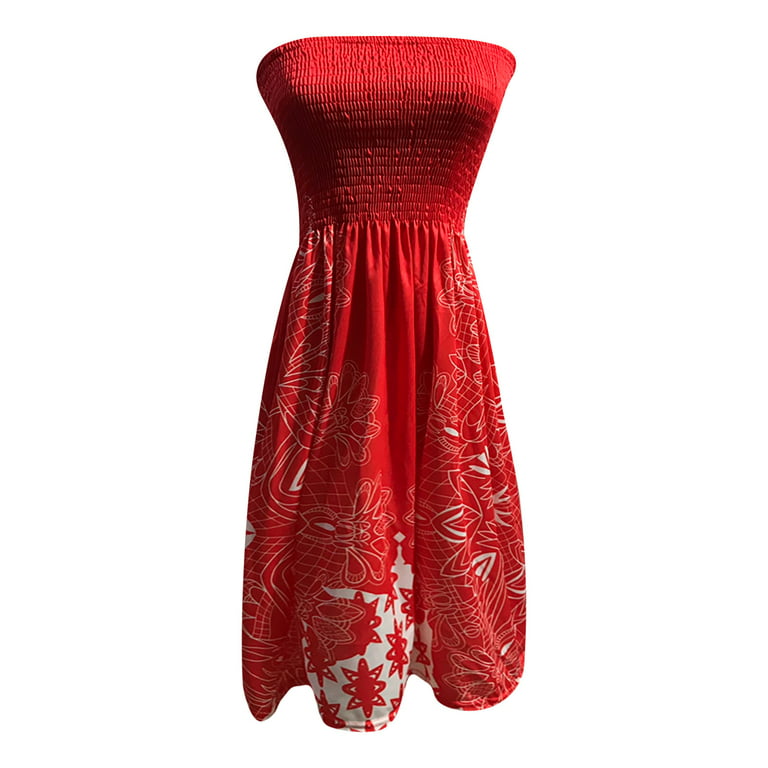 Cotonie Women Sexy Tube Strapless Strapless Printing Sleeveless Tight Skirt  Dress Dress 