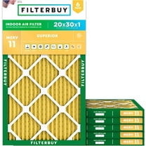 Filterbuy 20x30x1 MERV 11 Allergen Defense, Pleated HVAC AC Furnace Air Filters (6-Pack)