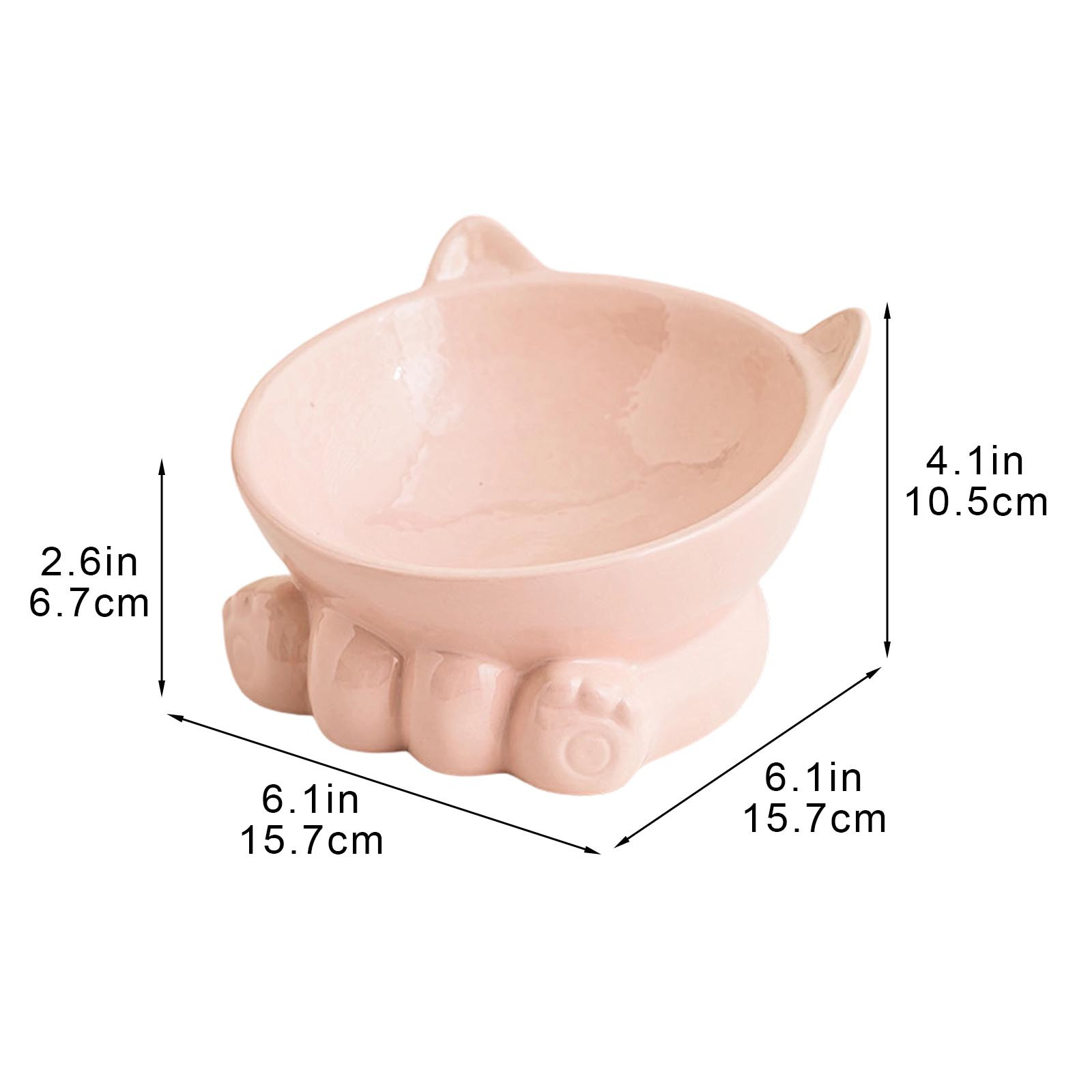 Cute Anti-Choke Cat Bowl with Cervical Spine Protection, Non-Spill and Non-Tip Design, Prevents Black Chin, Ceramic Material