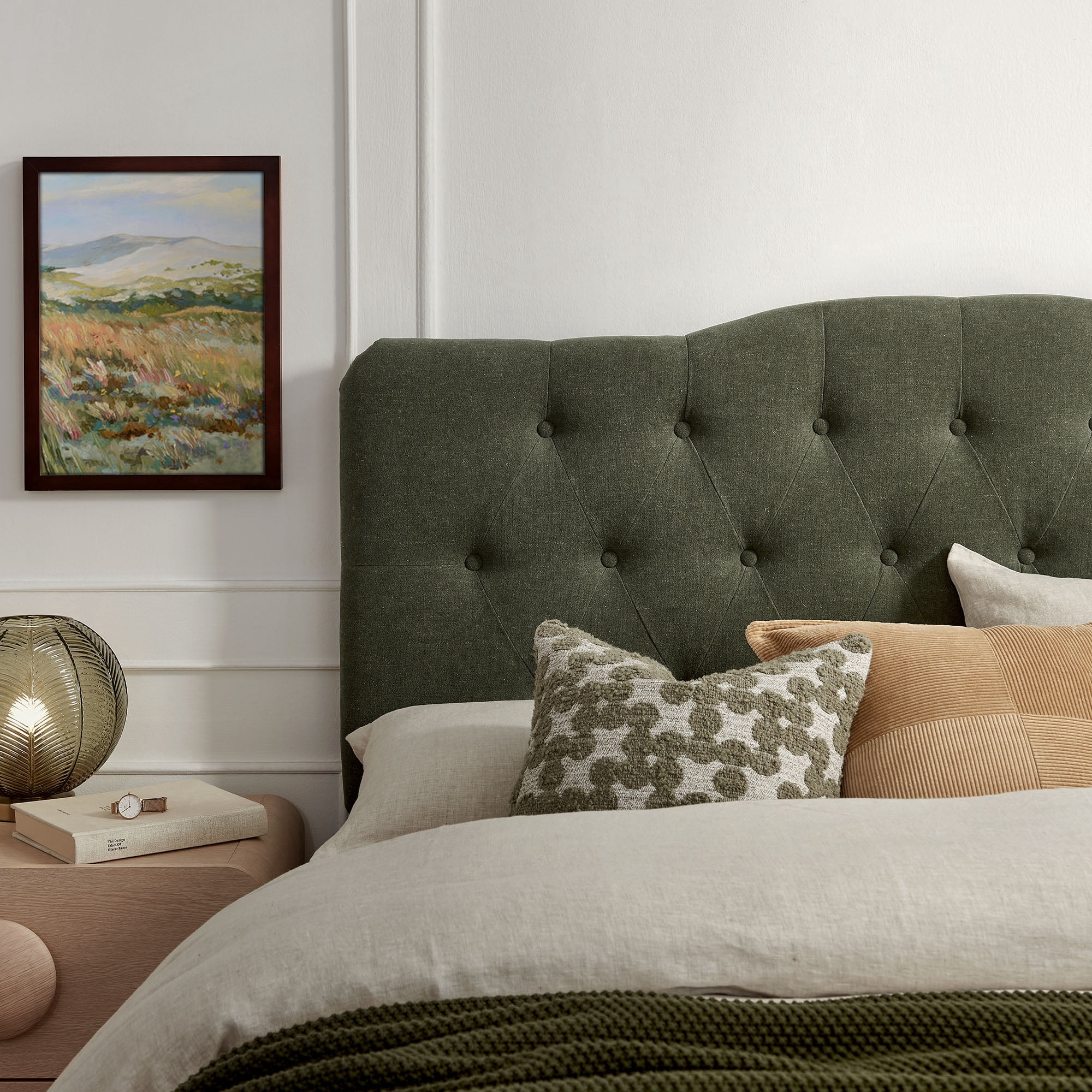Annabel Premium Linen Blend Queen Headboard in Sage