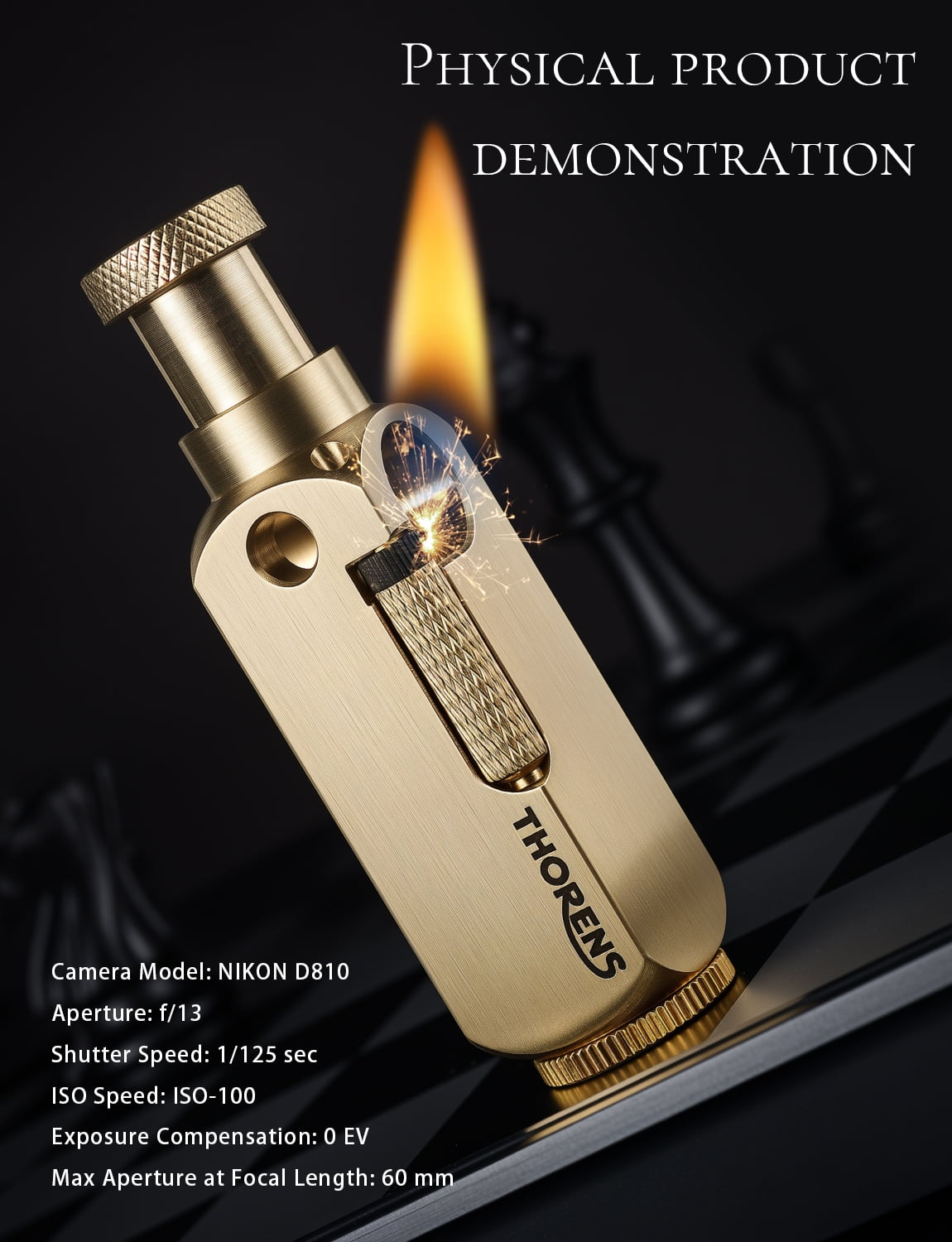 Classic Soft-Flame Windproof Retro Copper Kerosene Lighter, Refillable, Cigar, Side-Slide Grinding Wheel, Dual-Flame Jet, Sealed, Metal, Antique, Famous, Unique, Men's Gift, Thorens Flamido