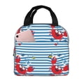 thumbnail image 1 of Disketp Red Funny Crab on Blue Stripe Bolsa Térmica para Almuerzo para Hombre y Mujer, Ideal para Trabajo, Senderismo y Picnic, 1 of 8