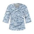 thumbnail image 2 of Zwiiyzr Women's T-Shirt Long Sleeve Summer V Neck Printed Blouse Blue (XL), 2 of 4