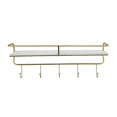thumbnail image 1 of Sagebrook Home 13880-03 METAL/WOOD, 24" 5 HOOK WALL SHELF, WHITE/GOLD, 1 of 1