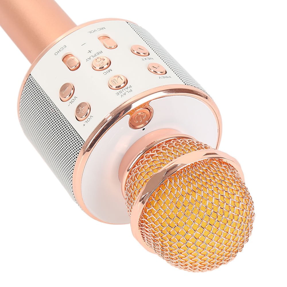 Microphone Karaoké Sans Fil Bluetooth WSTER WS-858 – Neuf, Doré, Tout-en-un