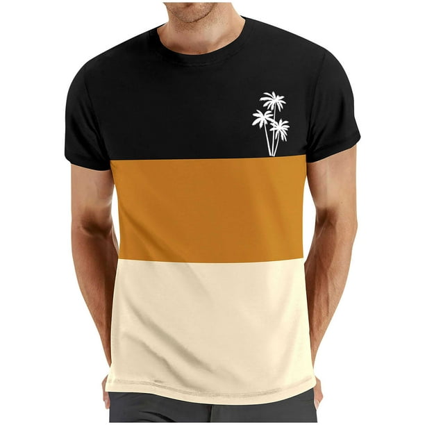 Mens Casual Pantalones Cortos Cuello Redondo Patchwork Impresión Suéter Blusa de Fitness, Camisetas para Hombre
