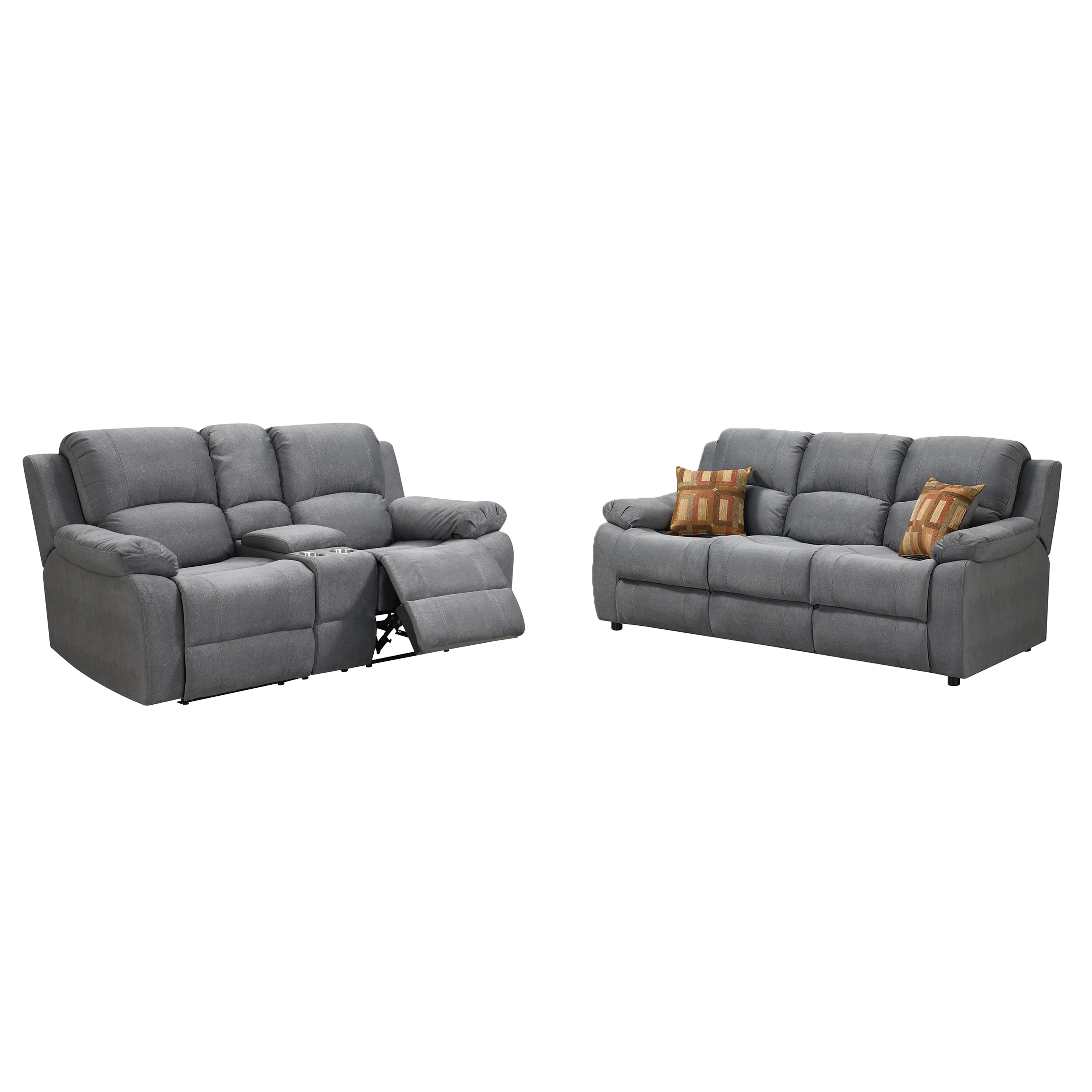 Tracey 2-Piece Transitional Queen Sofa Bed and Reclining Love Seat with Storage Console Living Room Set