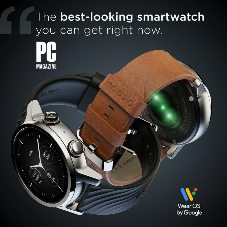Vanvid skærm halstørklæde Moto 360 3rd Gen 2020 - Wear OS by Google - The Luxury Stainless Steel  Smartwatch with Included Genuine Leather and High-Impact Sports Bands -  Steel Grey - Walmart.com