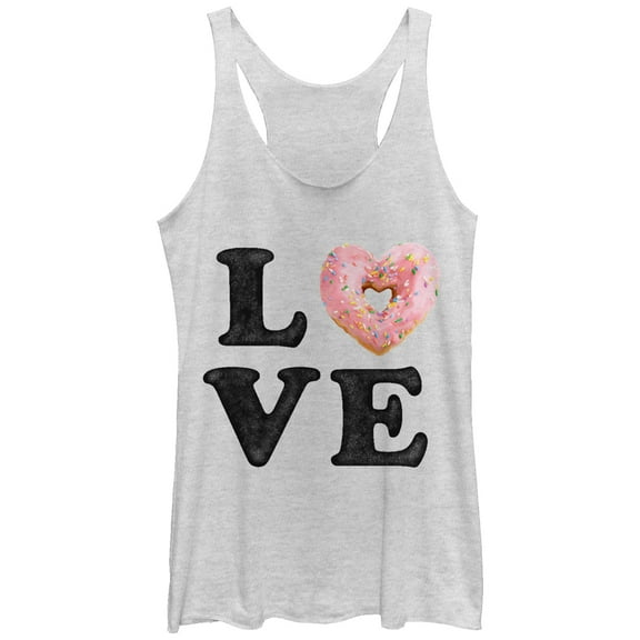 Women's CHIN UP Donut Love  Racerback Tank Top White Heather Small