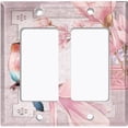 thumbnail image 6 of Metal Light Switch Plate Cover Elegant Floral Hummingbird Frame Tile Pink FLW108, 6 of 13