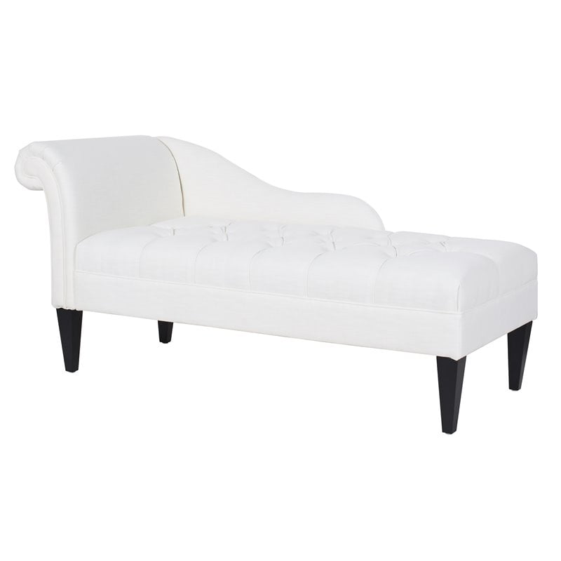 Brika Home Tufted Roll Arm Chaise Lounge in Antique White