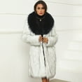 thumbnail image 2 of felwors Faux Fur Coat Women Long Fuzzy Fleece Jacket Open Front Cardigan Fur Lapel Coat Warm Winter Coats Fashion Outfits Black, M, 2 of 6