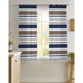 thumbnail image 4 of Grey Navy Blue Striped Sheer Curtains 54 Inch Length 2 Panels Set for Living Room/Bedroom, Farmhouse Stripes Modern Abstract Art Kitchen Curtains Grommet Curtains Window Treatments 42"x54"x2, 4 of 7