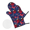 thumbnail image 2 of Oven Mitts and Pot Holders 4 Piece, Hot Cocoa Snowflake Mittens High Heat Slip Resistant Oven Mitt and Trivets Set Kitchen Oven Glove Pot Holders for Cooking Baking Grilling, 2 of 7
