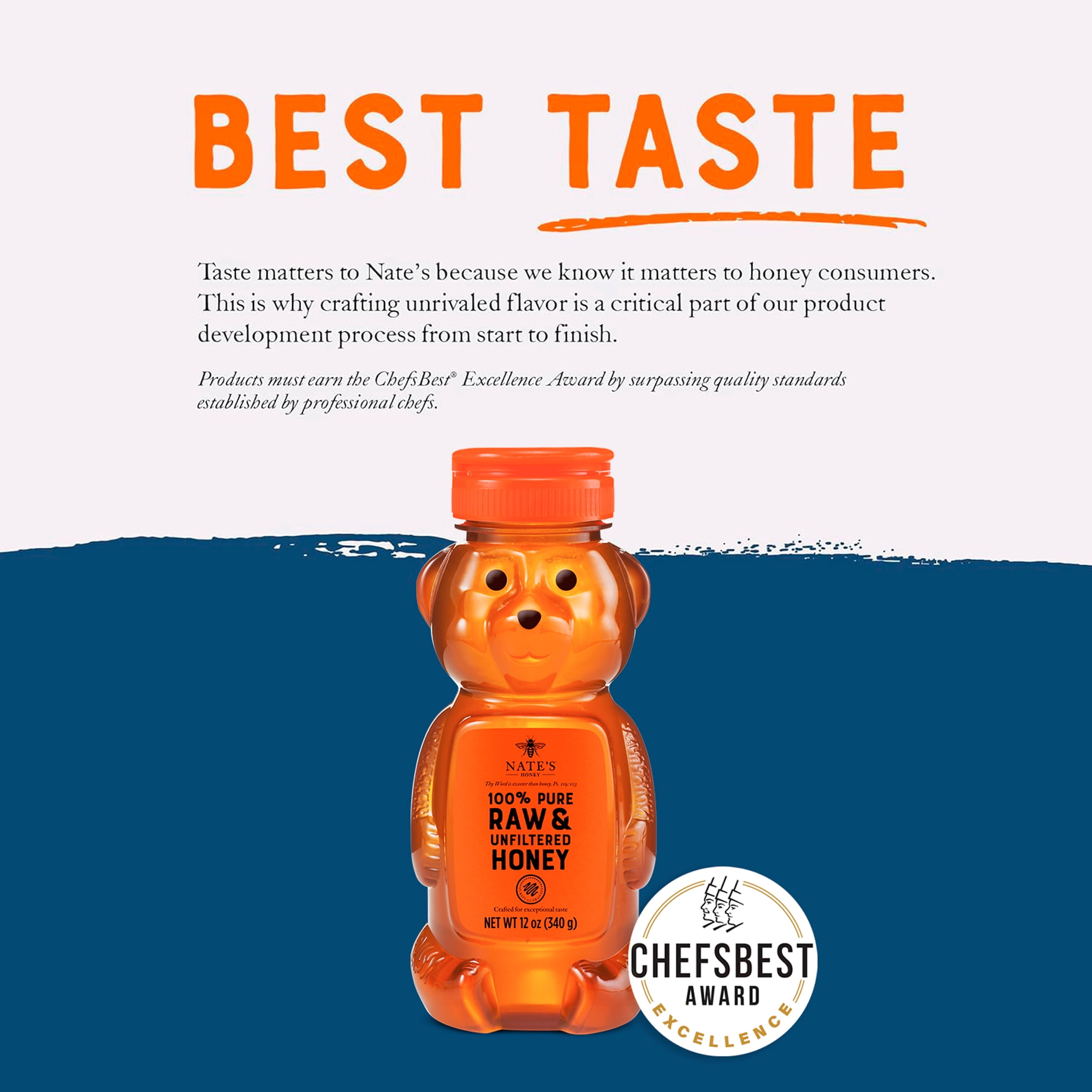 (6 pack) Nate's Honey: 100% Pure, Raw and Unfiltered Honey - 12 fl oz Bottle