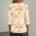 thumbnail image 6 of OIOLOYJM Womens Easter Shirts Funny Bunny Print Henley Shirts Casual Button Up V Neck 3/4 Length Sleeve T-Shirt Spring Fashion Tee Tops Pink XL, 6 of 6