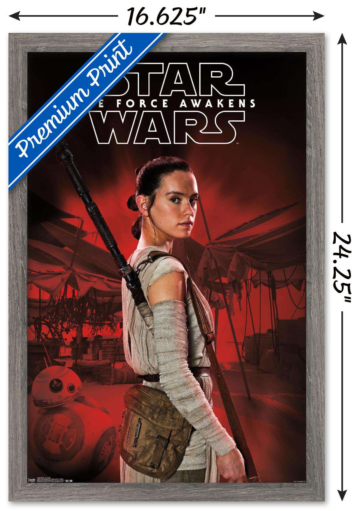 Star Wars: The Force Awakens - Rey Staff Wall Poster, 14.725" x 22.375", Framed