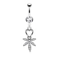 thumbnail image 2 of Pierce2GO Silver 316L Belly Dangle Accented with Heart Marijuana Leaf with CZ Stone, 2 of 2