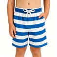 thumbnail image 2 of Rggeeun Child Boys Shorts Cute Stripes Pattern Elastic Drawstring Waist Adjustable Loose Fit Soft Breathable Wide Leg For Summer Beach Wear Comfort Bottoms,Blue,13-14 Years, 2 of 4