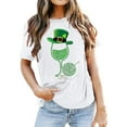thumbnail image 1 of Prolriy T-Shirt de la Saint-Patrick pour Femmes, Imprimé Verre de Vin, Col Rond, Manches Courtes, Haut Blanc P, 1 of 4