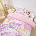 thumbnail image 3 of Metsweet Magical Horse Twin Duvet Cover, Cute Unicorn Rainbow Hot Air Balloon Twin Bedding,Pink Reversible,2pcs,1 Duvet Cover and 1 Pillowcase, 3 of 6
