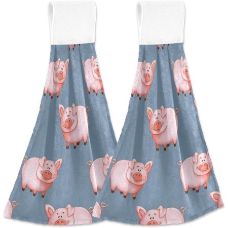 

Bestwell Hanging Kitchen Towel 12 x 17 Watercolor Pig Towel Set 2 Pieces of Dry Towels for Kitchen Bathroom Laundry Room Table
