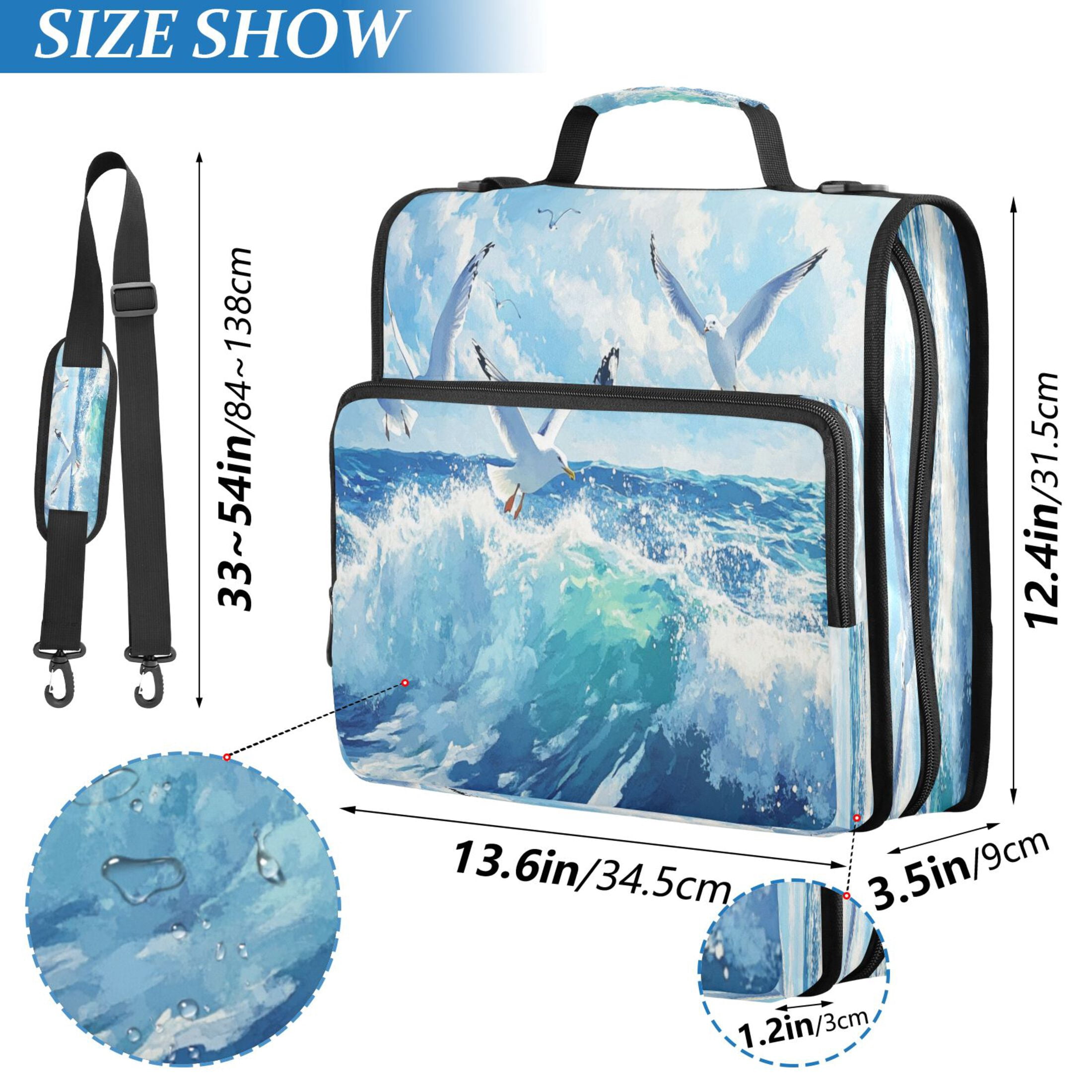YAZAOO Zipper Binder trapper keeper Documents Organized Design Seagull over Ocean Printed
