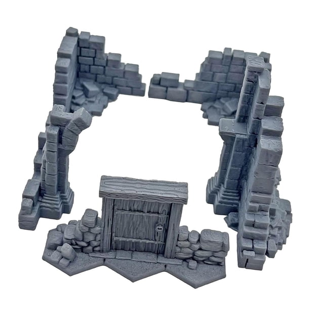 Terreno de pared en ruinas para juego de mesa, decoración, modelo compacto de pared en ruinas, terreno de construcción en miniatura para